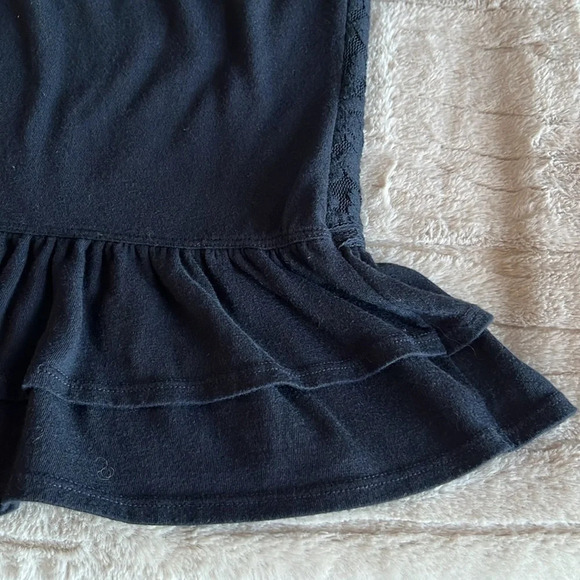 MM59 Hollister navy strapless embroidered lace front ruffled bottom top - Picture 7 of 9
